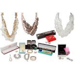 A LARGE ASSORTED COLLECTION OF GOOD QUALITY COSTUME JEWELLERY, silver bracelets, pandora bangle,