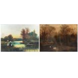 M.L. DUNLOP (IRL 1900) “Dublin bay” and "Brown's farm" pair of framed water colours (signed with