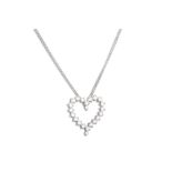 A DIAMOND PENDANT, the heart shaped pendant mounted in 18ct white gold, on a chain. Estimated: