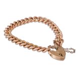 A VINTAGE 9CT GOLD BRACELET, hollow links with padlock clasp, 11.5 g.