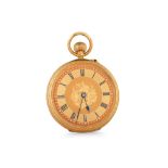 AN EDWARDIAN 18CT GOLD OPEN FACED POCKET WATCH, chaised and engraved case, hallmark Chester 1901,