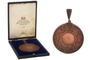 A PAIR OF BRONZE MEDALS, BOARD OF INTERMEDIATE IRELAND, to Desmond F.Coffee, French 1912 and a