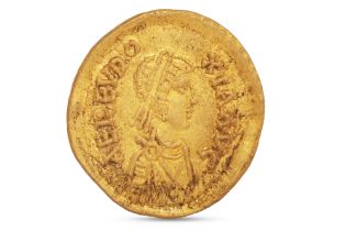 A ROMAN EMPIRE AELIA EUDOXIA, wife of Theodosius, gold tremissis coin, 1.4 g. VF