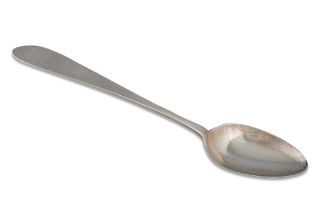 A GEORGE III IRISH PROVINCIAL SILVER SERVING SPOON, pointed end, stamped Gibson sterling, Cork, by