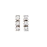 A PAIR OF DIAMOND EARRINGS, each set with brilliant cut diamonds, mounted in 18ct yellow gold.