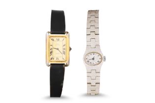 TWO LADY'S WRISTWATCHES, the inca bloc with bark finish, other with a rectangular face