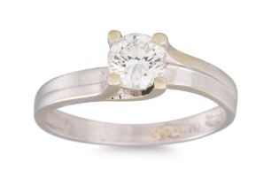 A DIAMOND SOLITAIRE RING, the brilliant cut diamonds mounted in 14ct white gold. Estimated: weight