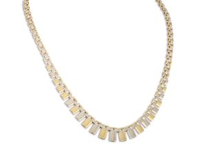 A COLLARETTE NECKLACE, of 9ct two-tone gold, 18 g.