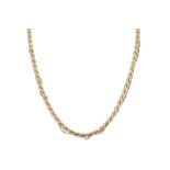 AN 18CT YELLOW GOLD ROPE CHAIN, with interwoven white gold chain, 23.1 g.