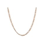 A 9CT GOLD FLAT FIGARO LINK NECK CHAIN, ca 24" long, 22.4 g.