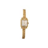 A LADY'S VINTAGE 18CT GOLD 'CERTINA' COCKTAIL WATCH, silvered square face with baton markers,