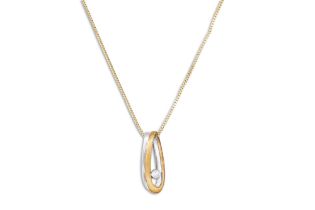 A DIAMOND SET PENDANT, mounted in 9ct yellow gold, on a yellow gold chain