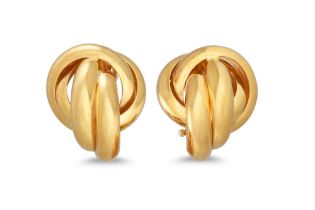 A PAIR OF HOOP EARRINGS, of 18ct gold twisted form, 7.65 g.