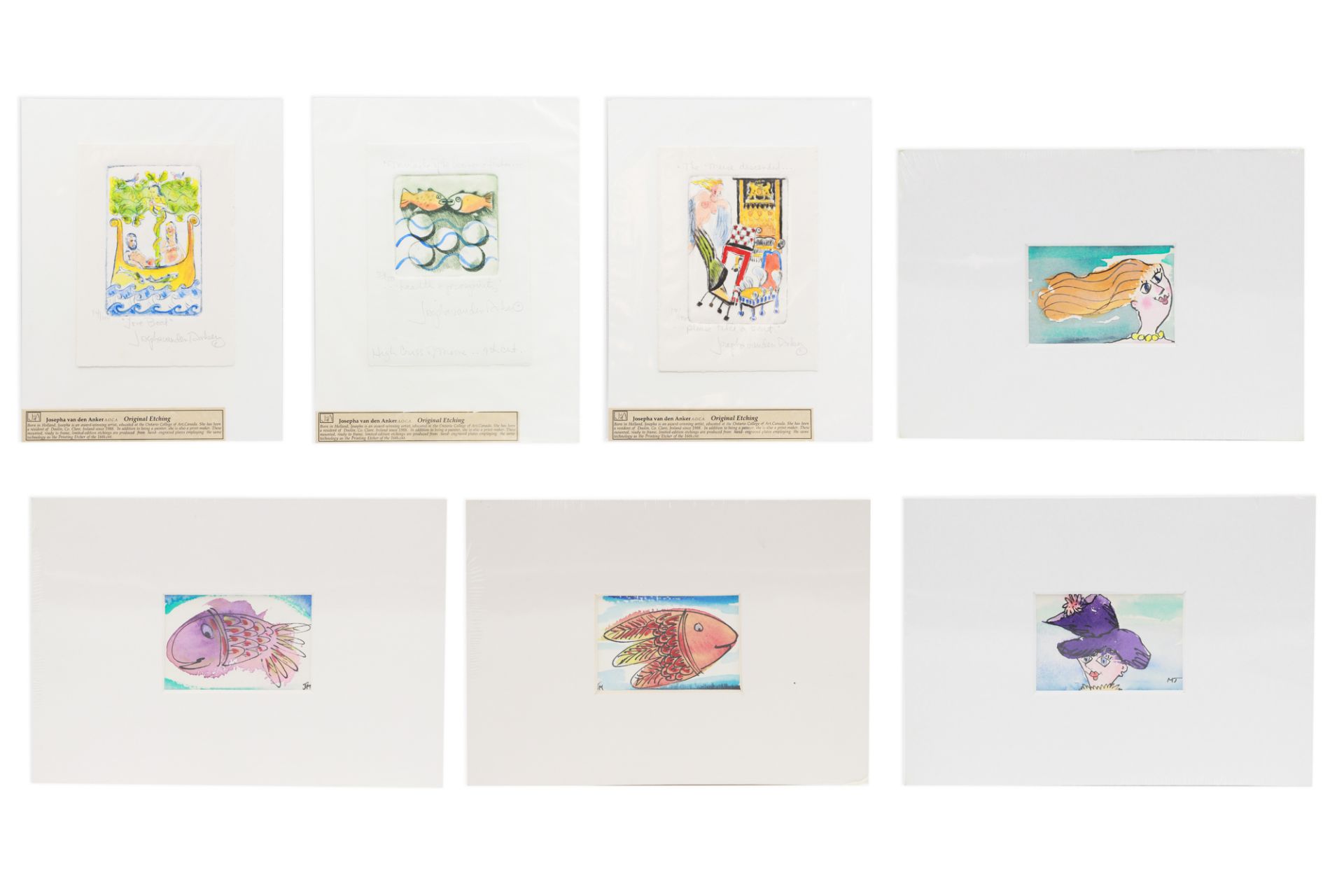 A MISCELLANEOUS COLLECTION OF FOUR ORIGINAL HANDCRAFTED DRAWINGS, together with thee coloured