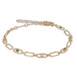 A DIAMOND AND SAPPHIRE BRACELET, each alternate link gem set, in 18ct yellow gold, clasp 9ct gold,