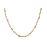 A 9CT YELLOW GOLD FANCY LINK NECK CHAIN, with beaded spacers, ca 19" long, 12.7 g.