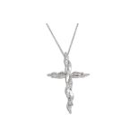 A DIAMOND SET CROSS, mounted in 18ct white gold on a white gold trace chain, 6.2 g.