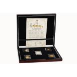 ISLE OF MAN 1988 PROOF ANGEL CASED COIN SET, 4 gold 1.85 Troy Oz/57.5g .999, 1 silver angel 1 Oz (