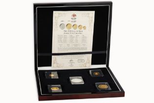 ISLE OF MAN 1988 PROOF ANGEL CASED COIN SET, 4 gold 1.85 Troy Oz/57.5g .999, 1 silver angel 1 Oz (