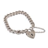 A STERLING SILVER (.925) CURB LINK BRACELET, together with a padlock clasp, 31.9 g.