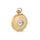AN ANTIQUE LADY'S HALF HUNTER FOB WATCH, 18ct yellow gold, white enamel dial, Roman numerals,