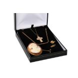 A COLLECTION OF GOLD ITEMS, to include a 1950s 9ct gold framed cameo brooch, hallmark O'Connor's