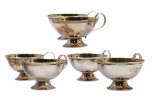 A MID 20TH CENTURY SET OF SIX SWEDISH SILVER/GILT PUNCH CUPS, (silver 90%) cased