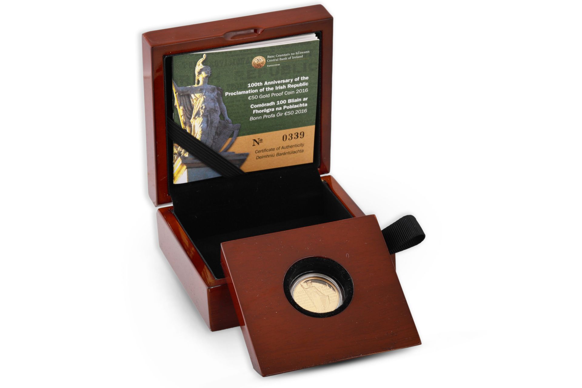 A 100TH ANNIVERSARY OF THE PROCLAMATION 50 EURO GOLD COIN, boxed