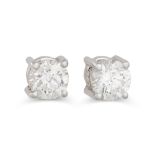 A PAIR OF DIAMOND STUD EARRINGS, the brilliant cut diamonds mounted in 18ct white gold. Estimated: