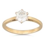 A DIAMOND SOLITAIRE RING, the round brilliant cut diamond mounted in 18ct yellow gold. Estimated: