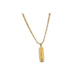 AN 18CT GOLD FANCY LINK NECK CHAIN, together with a gold Egyptian pendant, 18 g.