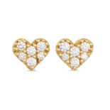 A PAIR OF DIAMOND CLUSTER EARRINGS, heart shaped, mounted in 18ct white gold. Estimated: weight of