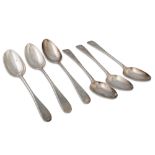 A FINE QUALITY SET OF SIX GEORGE III SCOTTISH SILVER TABLE SPOONS, crested Edinburgh 1792, by Robert