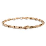 A 9CT YELLOW GOLD FANCY LINK BRACELET, 10 g.