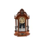 A 19TH CENTURY USA ANSONIA 1878 CARVED WOODEN MANTEL CLOCK, of very large proportions with applied
