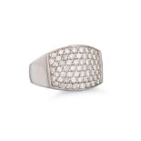 A PAVÉ SET DIAMOND RING, mounted in white metal. Estimated: weight of diamonds: 1.50 ct. size P