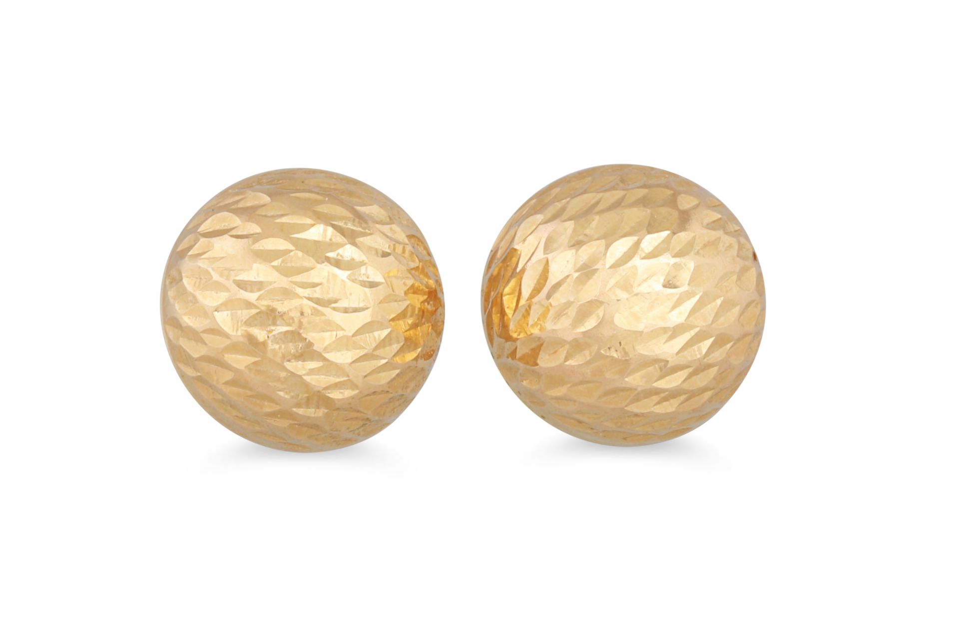A PAIR OF GOLD EARRINGS, stamped 14ct., 1 g.