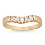 A DIAMOND HALF ETERNITY RING, shaped form, in yellow gold, size M