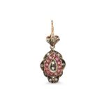 A VINTAGE DIAMOND AND RUBY PENDANT, mounted in gold, 3.3 g.