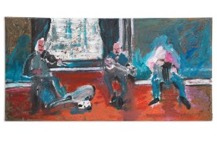 ANTHONY O'GRADY, (Irish Contemporary) The Musicians (2019) 60 × 30 cm., oil on canvas