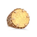 A GEORGE V HALF SOVEREIGN 1911, mounted on a 9ct gold ring, 8.8 g. Size: O