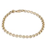 A 14CT GOLD BELCHER LINK BRACELET, 6.2 g.