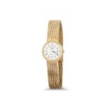 A LADY'S LONGINES "PRESENCE" QUARTZ WRISTWATCH, 9ct gold, white face with Roman numerals, integrated