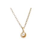 A DIAMOND SET PENDANT, mounted in 18ct yellow gold, to a 9ct gold neck chain, gross weight 3.8 g.