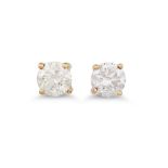 A PAIR OF DIAMOND STUD EARRINGS, mounted in gold. Estimated: weight of diamonds: 0.40 ct. colour and