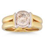 A DIAMOND SOLITAIRE RING, the round brilliant cut diamond to an 18ct yellow gold shank, together