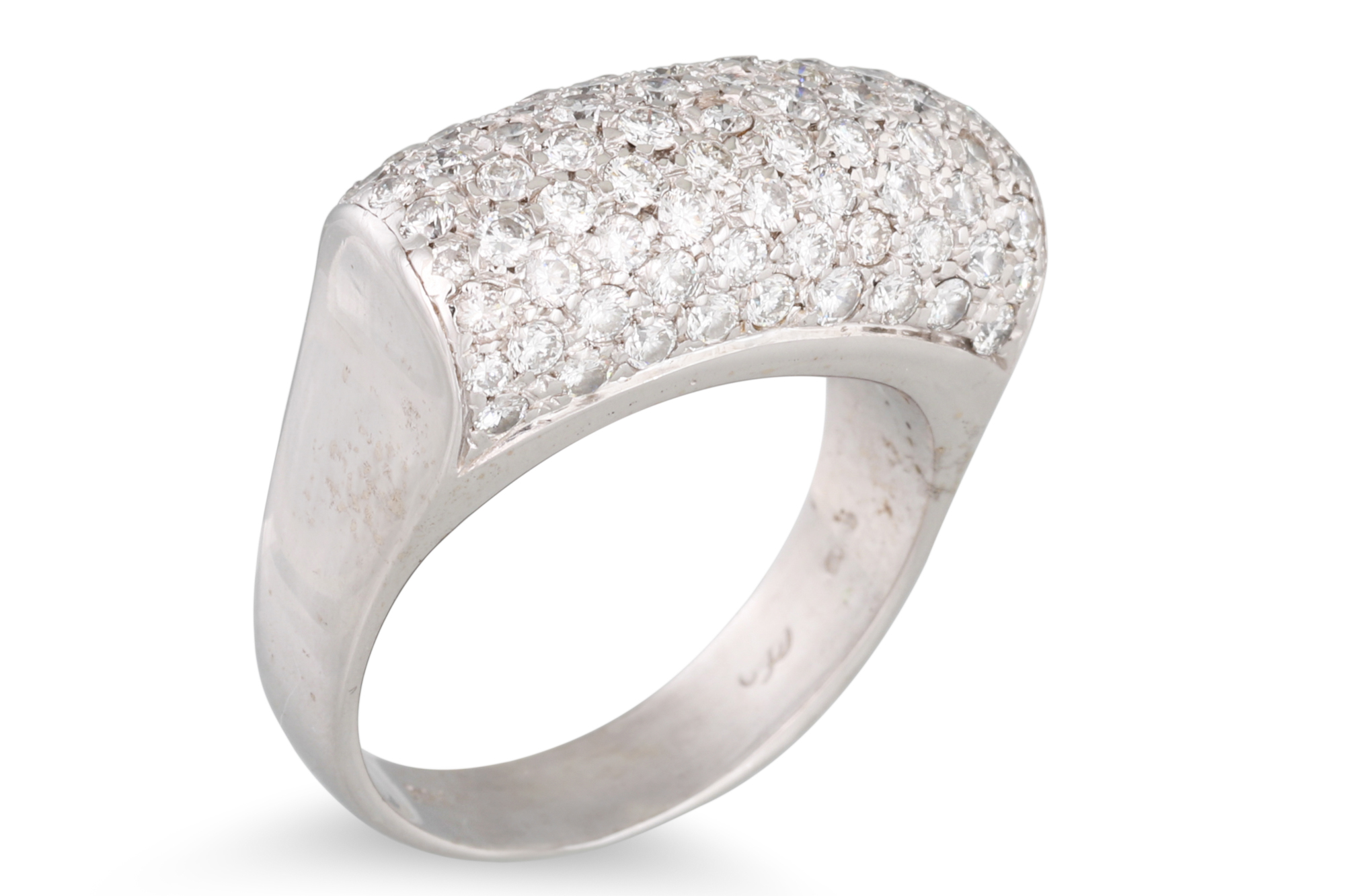 A DIAMOND PAVÉ SET DRESS RING, mounted in 18ct white gold, size P