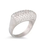 A DIAMOND PAVÉ SET DRESS RING, mounted in 18ct white gold, size P