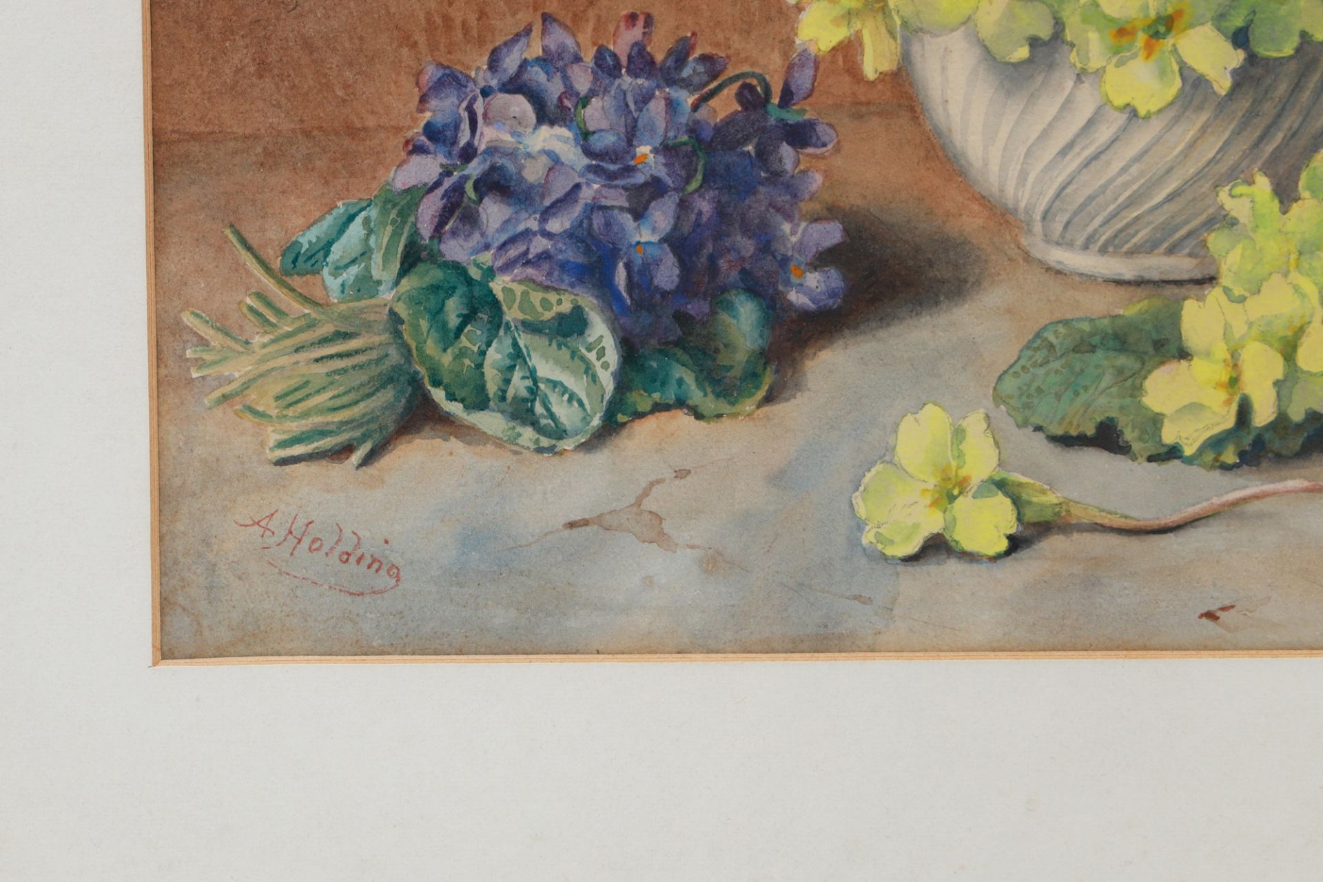 A.HOLDING, (English 1880-1940) (untitled) still life (pair) water colours, ca 12.5 × 11.5” ( - Bild 3 aus 7