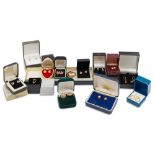 AN INTERESTING COLLECTION OF TWENTY PAIRS OF EARRINGS, 9ct gold mounted in cameo and pearl etc.